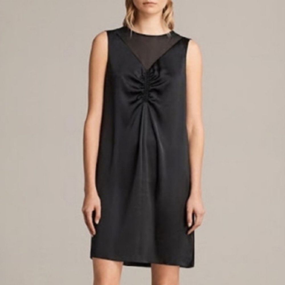 All Saints Nuri Illusion Satin Silky Mini Dress